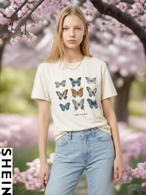 Butterfly Graphic Cream Tee